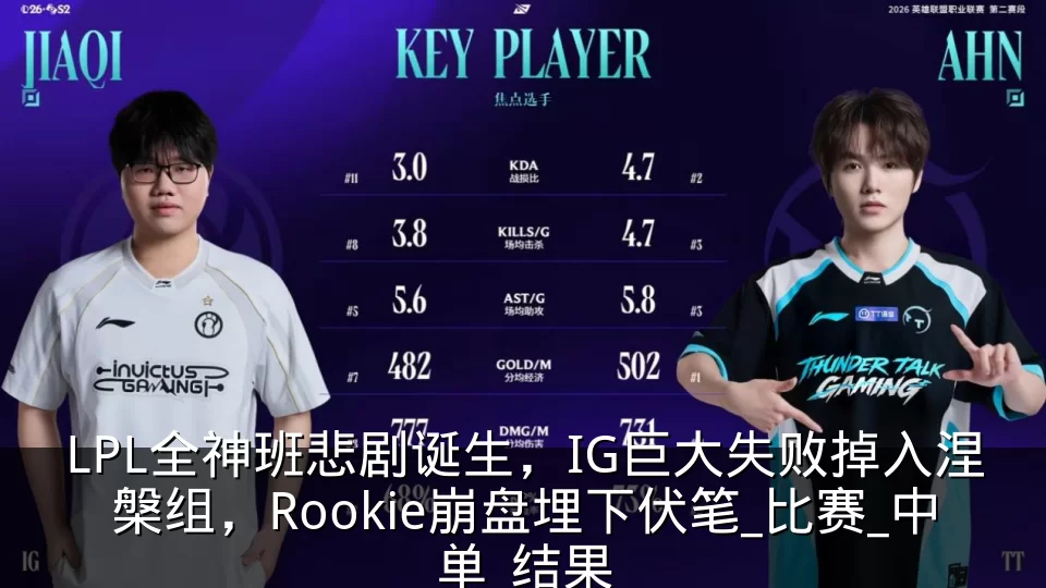 LPL全神班悲剧诞生，IG巨大失败掉入涅槃组，Rookie崩盘埋下伏笔_比赛_中单_结果